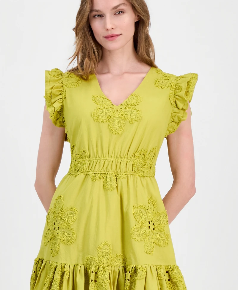 Anne Klein Women's Eyelet Embroidered Cotton A-Line Dress