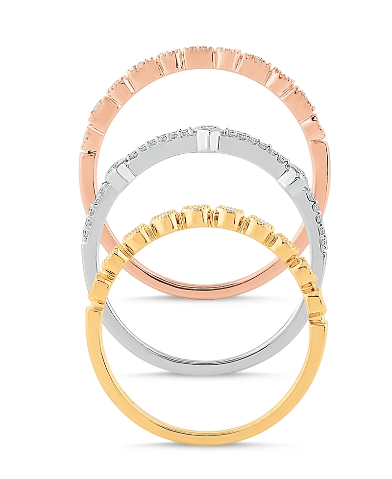 3-Pc. Set Diamond Stacking Rings (3/8 ct. t.w.) 14k Gold, White Gold & Rose