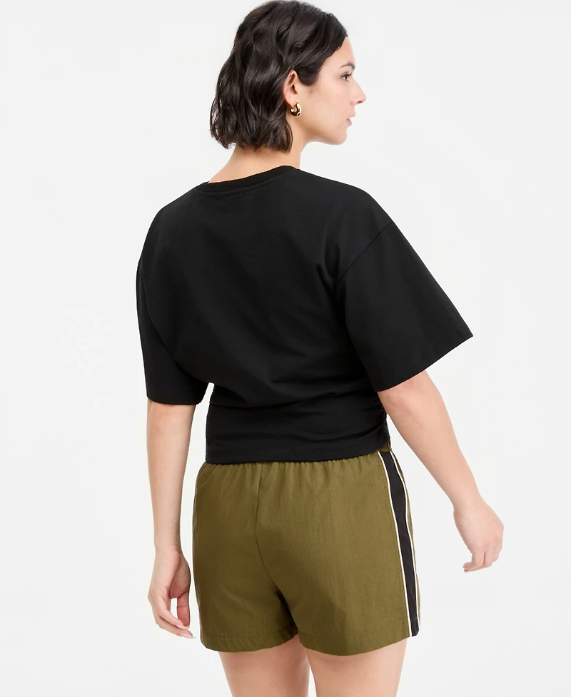Bar Iii Women's Cotton Elbow-Sleeve Sculpted T-Shirt, Macy's Exclusive