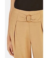 Yumi Women's Buckle Detail Wide Leg Pants