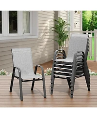 Xo Set of Outdoor Stackable Patio Chairs with High Back for Backyard Poolside Garden Balcony