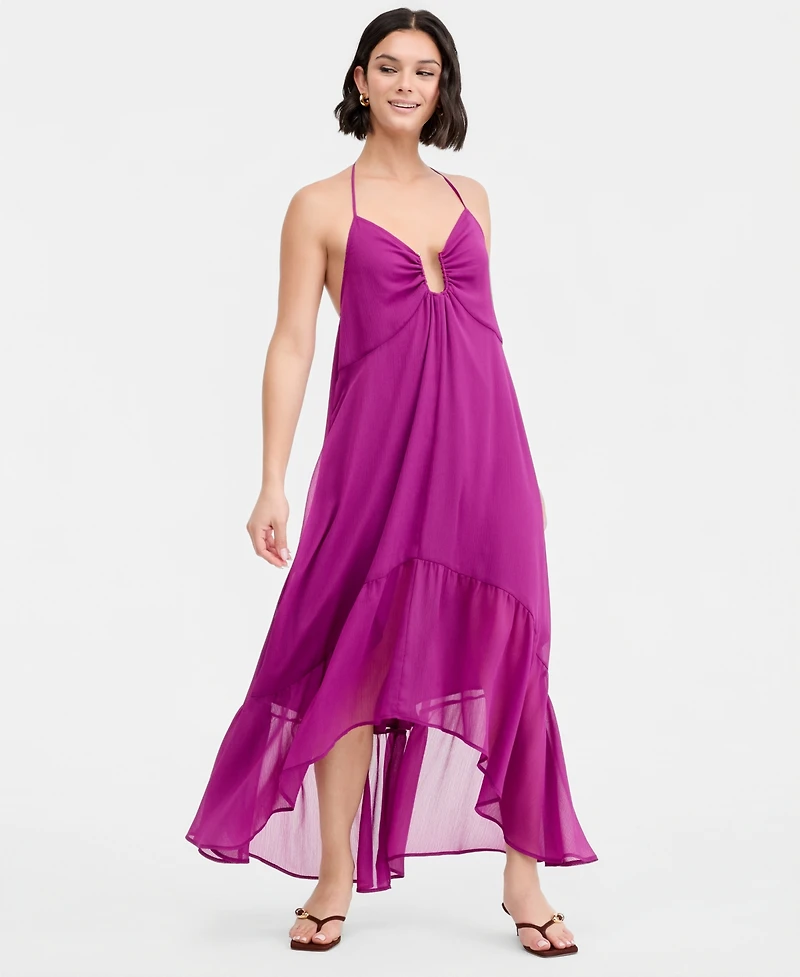 Bar Iii Women's Chiffon Halter High-Low Maxi Dress, Macy's Exclusive