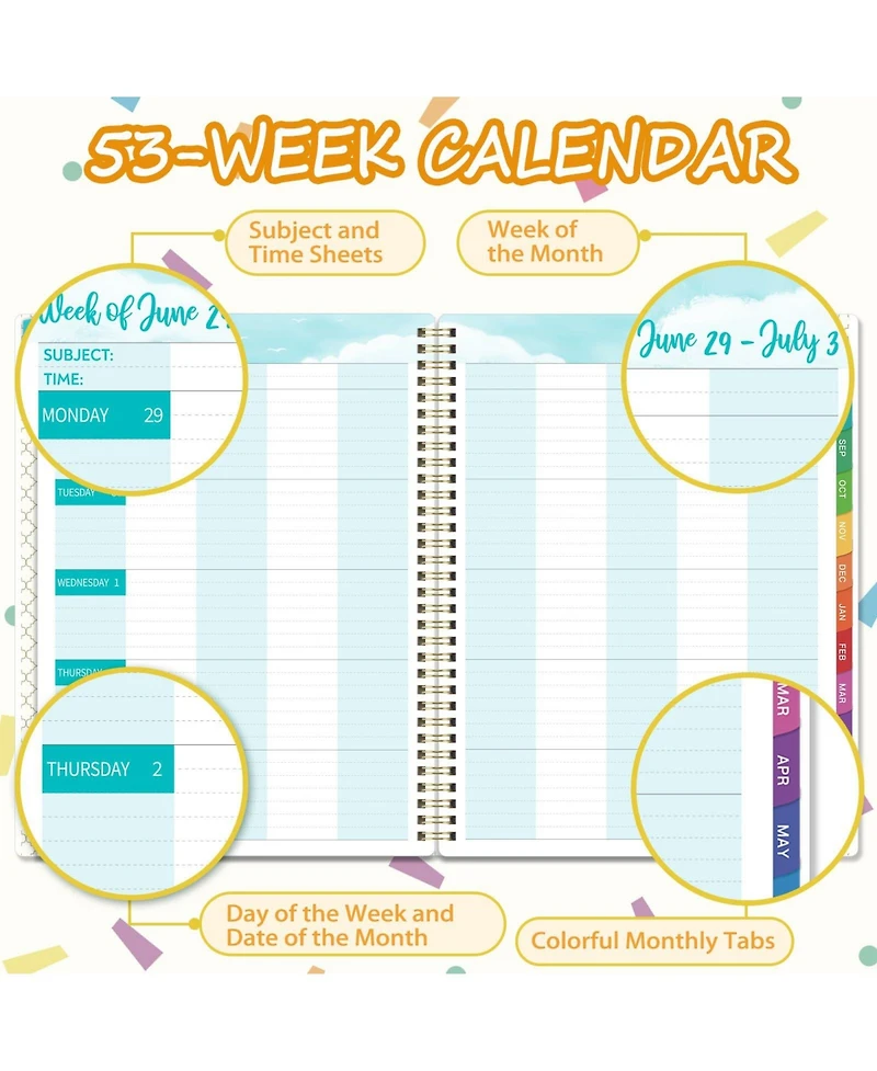 Gnuadz Teacher Planner 2026-2027 Hardcover Lesson Plan
