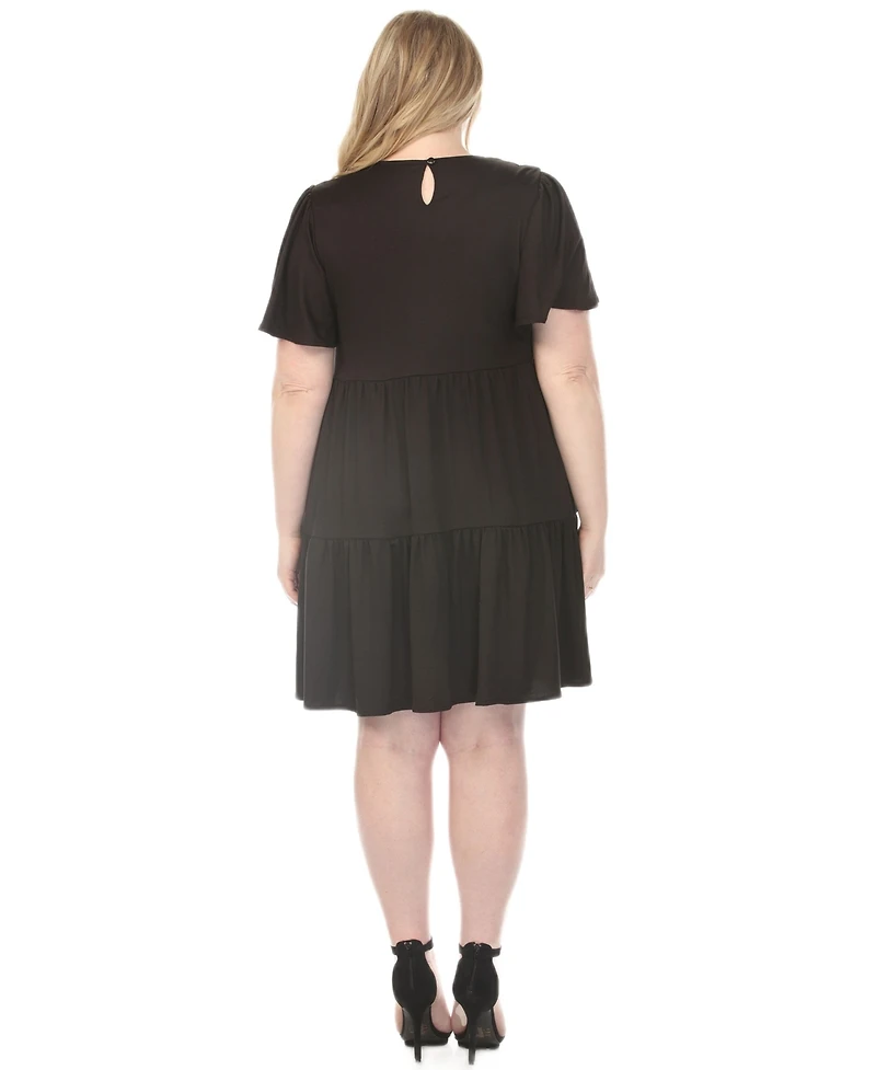 White Mark Plus Short-Sleeve Tiered A-Line Maternity Dress