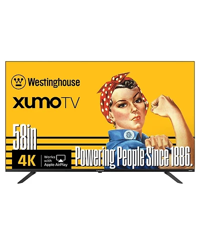 Westinghouse 58" 4K Uhd Smart Tv – Xumo Tv with HDR10, Dolby Vision/Atmos, Voice Remote, Bluetooth & Apple AirPlay