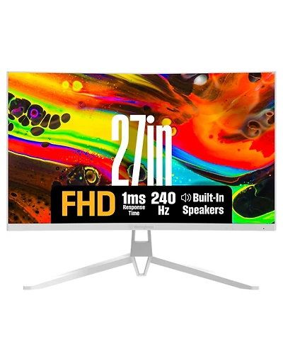 Westinghouse 27" Curved Gaming Monitor, 200Hz, 1080p, 1500R, Amd FreeSync, Built-in Speakers, White