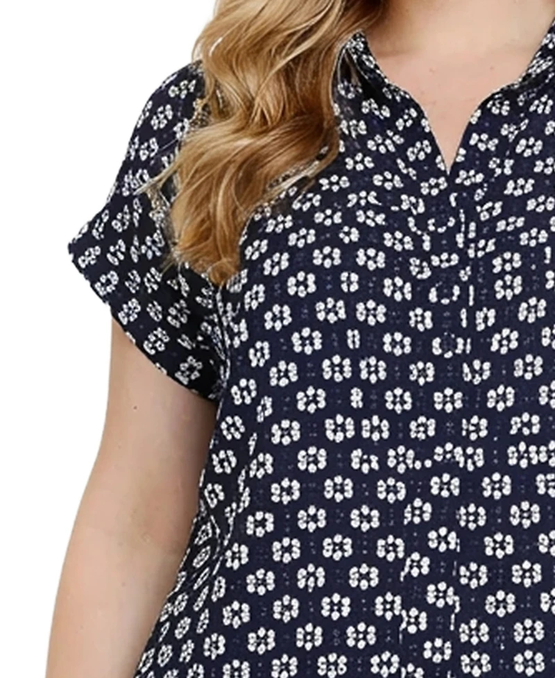 Ny Collection Plus Size Short Sleeve Lace Blouse