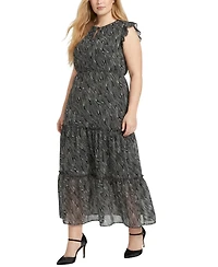 Ny Collection Plus Flutter Sleeve Tiered Dress