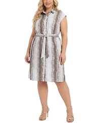 Ny Collection Plus Sleeveless Belted Dress