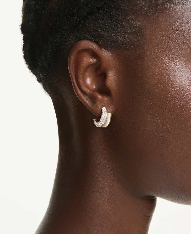 Swarovski Gold-Tone Plated Gleaming Clear Crystal Pave Earrings