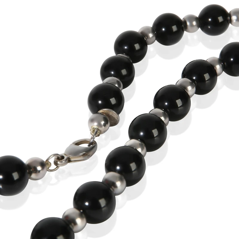 Pre-Owned Tiffany & Co Sterling Silver Onyx and Silver Bead Necklace