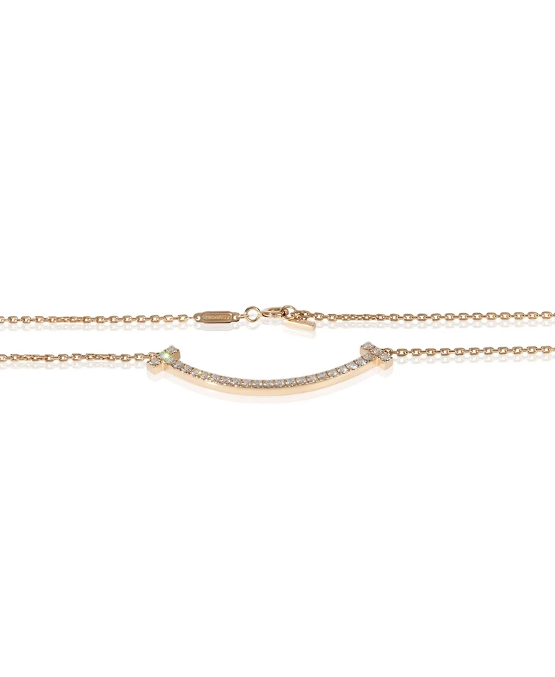 Pre-Owned Tiffany & Co Rose Gold Diamond Medium Model Tiffany T Smile Necklace