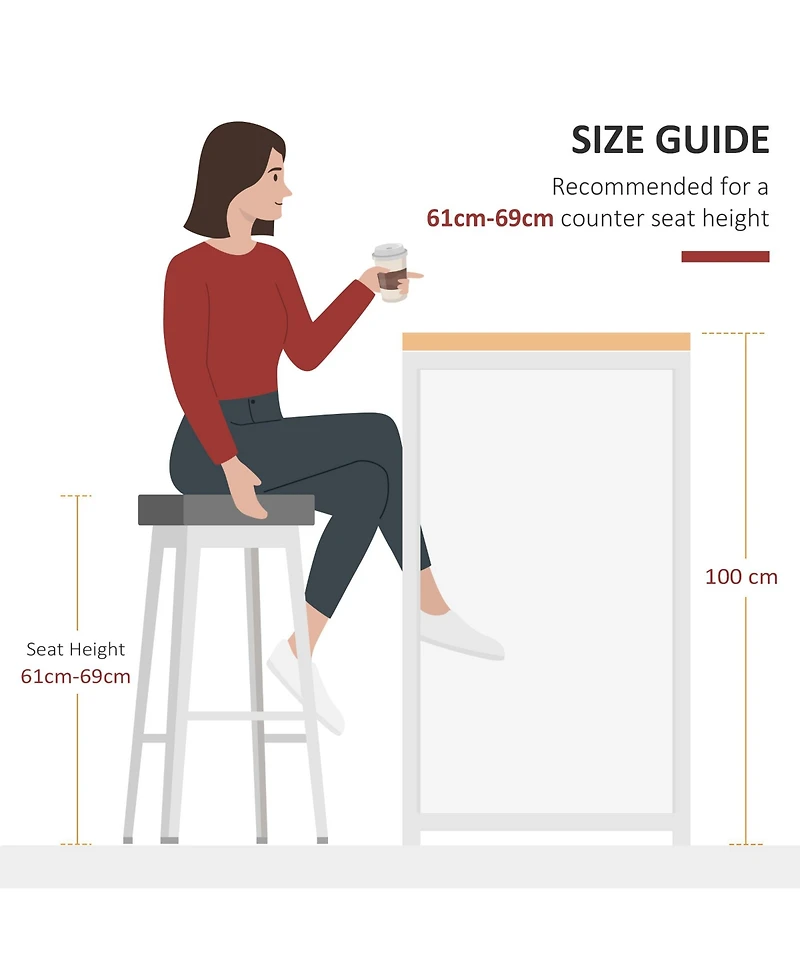 flynama Modern Counter Height Bar Table with 3 Storage Shelves