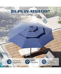 gaomon 3-Tier 10Ft Patio Umbrella, Easy Crank and Push Button Tilt for Pool, Deck, Yard, Garden with Led Lights (No Base)