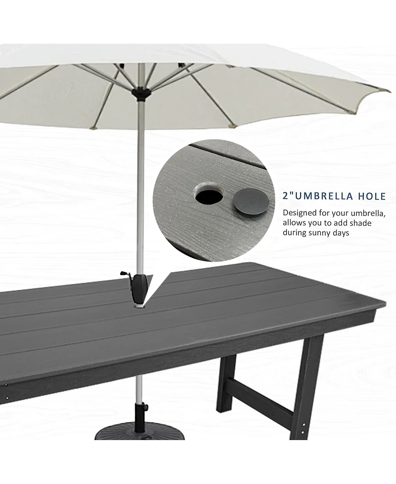 Mega Casa 5-Piece Hdpe Patio Dining Set, Poly Lum Table and Chairs with Umbrella Hole for Outdoor Garden Yard Lawn (Vertical)