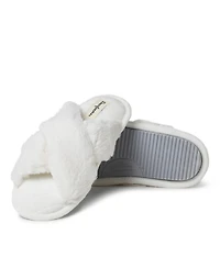 Dearfoams Women's Jessica Furry Cross Band Slide Slippers