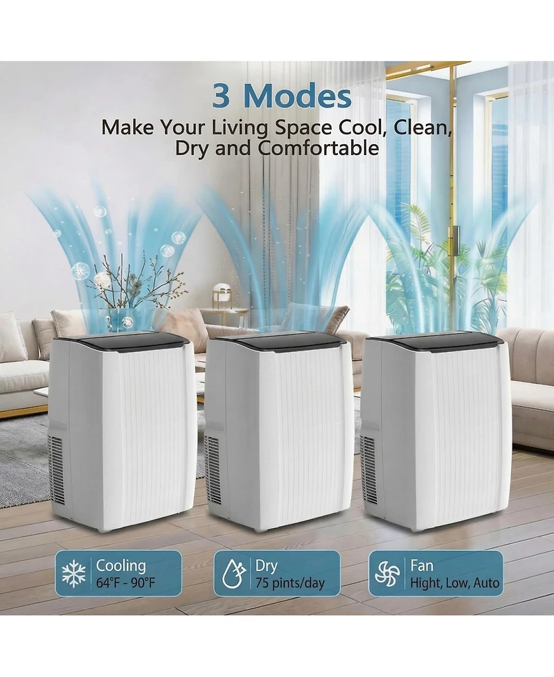 Xo 12,000 Btu Portable Ac, 5-in-1 Cooling, Dehumidifier, Fan, Auto and Sleep, Remote, Led Display for 550 Sq. Ft