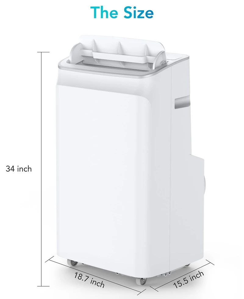 Xo 12,000 Btu Portable Ac, 4-in-1 Cooling, Fan, Dehumidifier and Sleep Mode, Remote, Window Kit, Auto-Evaporation