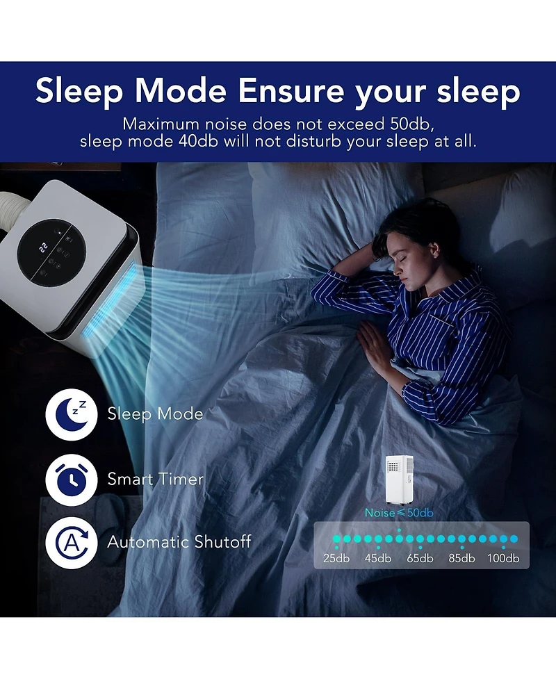 Xo 10,000 Btu Portable Ac, 3-in-1 Cooling, Dehumidifier and Fan, Auto Swing, Sleep Mode and 24-Hour Timer, Window Kit