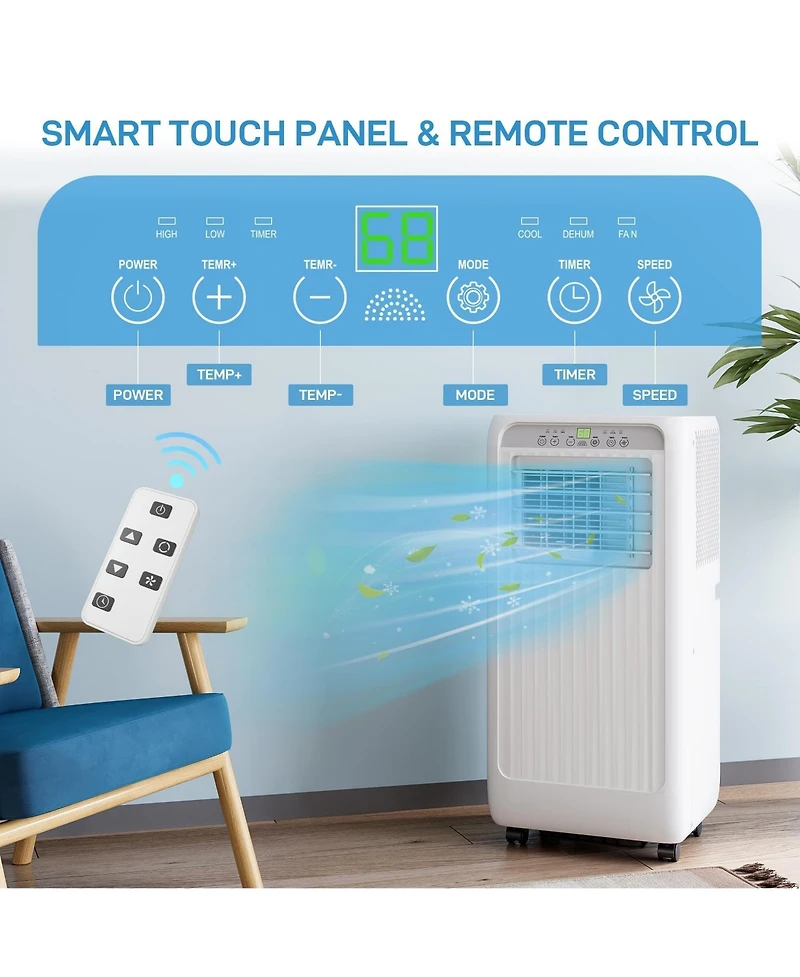 Xo 10000 Btu Portable Air Conditioner with Remote, 3-in-1 Cooling, Dehumidifier and Fan for Rooms up to 450 Sq.Ft