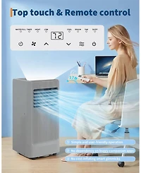 Xo 10,000 Btu Portable Silent Ac with Remote, Led Display, Sleep Mode and Installation Kit for Rooms Up to 450 Sq. Ft