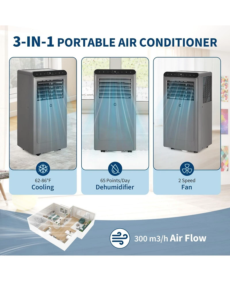 Xo 10,000 Btu Portable Ac with Remote, Led Display, 24-Hour Timer, R32 Refrigerant and Window Kit for Up to 550 Sq. Ft