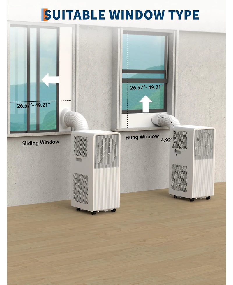 Xo 10,000 Btu Portable Drain-Free Ac with Remote, Led Touchscreen and Timer, Ultra-Quiet for Rooms Up to 215 Sq. Ft
