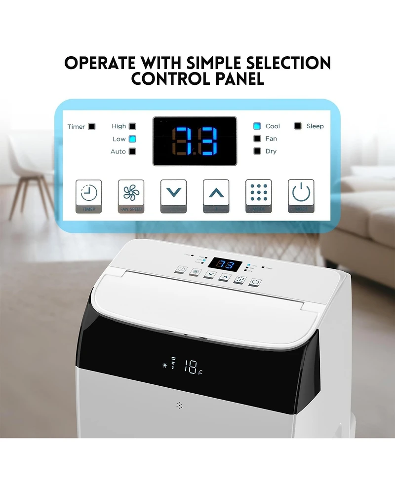 Xo 12,000 Btu Portable Ac for Rooms up to 550 Sq. Ft. with Cooling, Drying and Fan, Eco, Sleep, Led Display, Remote