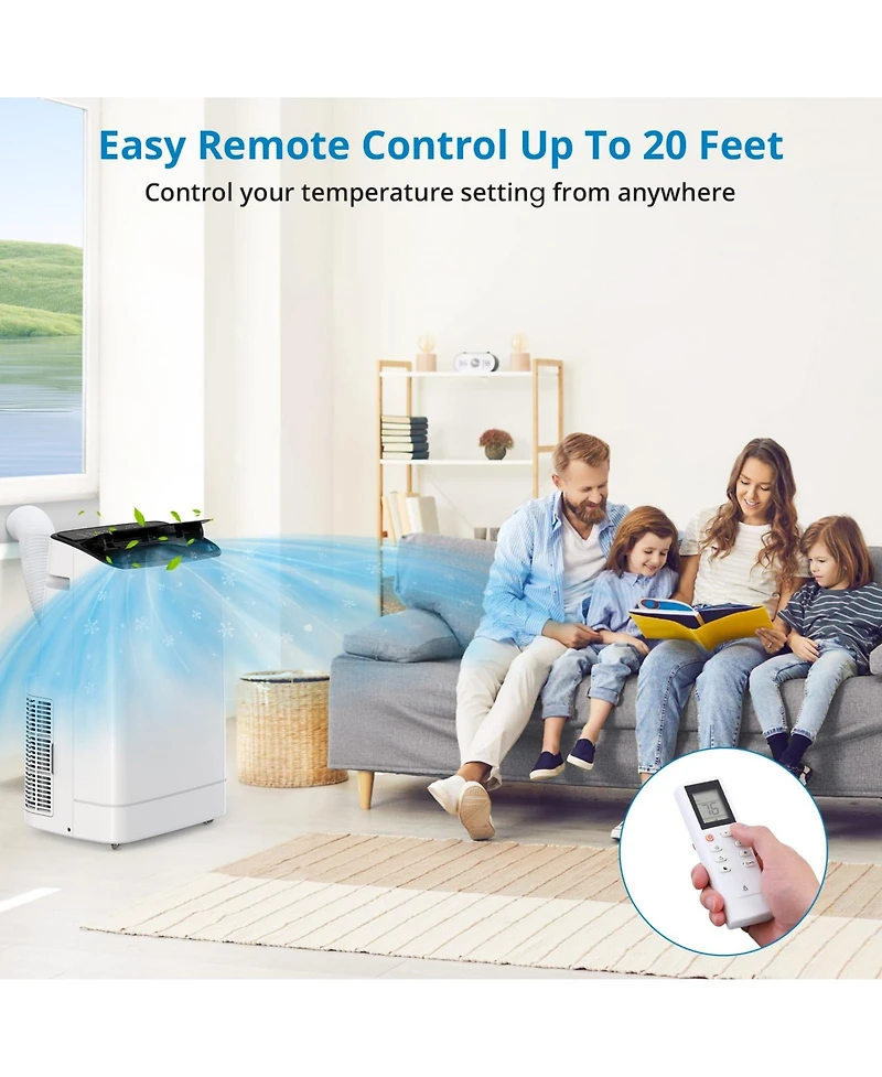 Xo 14,000 Btu Portable Air Conditioner, 3-in-1 Cooling, Fan and Dehumidifier, Smart Sleep Mode, Remote, Window Kit