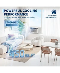 Xo 10000 Btu Window Ac Unit, Remote Control Air Conditioner, Cools 450 Sq. Ft, 3 Speeds, Quiet, Easy Install