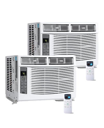 Xo 2 Pack 6000 Btu Window Ac Unit, Cools 250 Sq. Ft, Quiet 50 dB, Multiple Modes, Easy Install, Washable Filter