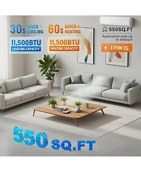 Xo 11500 Btu Mini Split Ac and Heat Pump, 18.5 SEER2 Inverter, WiFi and Alexa, 230V, Quiet, Installation Kit