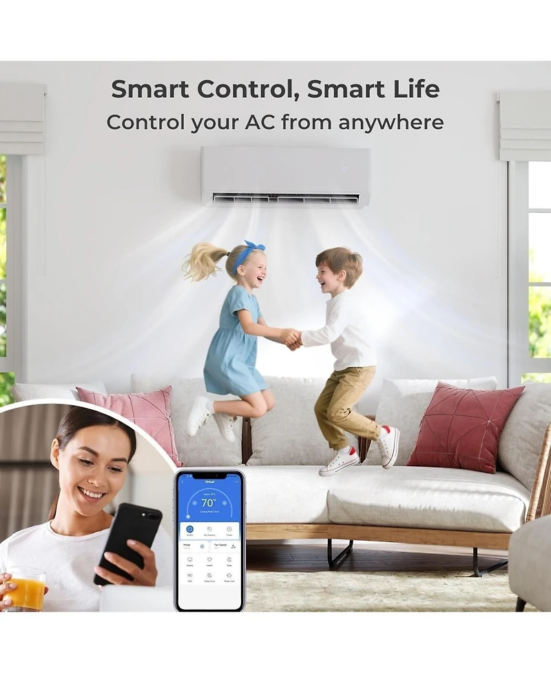 Xo 35000 Btu 3-Zone Mini Split Ac and Heat Pump, 12k+12k+18k, 19 SEER2, WiFi Alexa, Pre-Charged, 230V