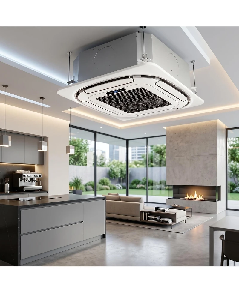Xo Btu Ceiling Cassette Mini Split Air Conditioner, 8-Way 360degree(s) Airflow