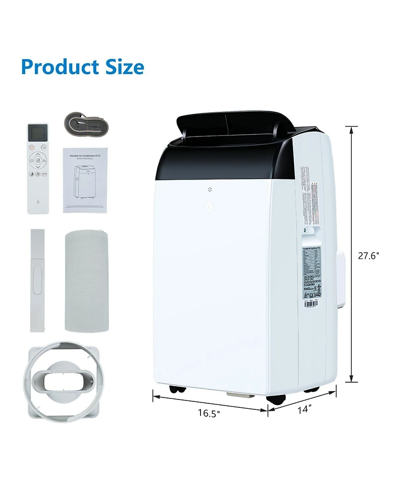 Xo 12000 Btu Portable Air Conditioners with Cooling, Dehumidifying, and Fan Functions for Up to 550 sq. ft. Rooms