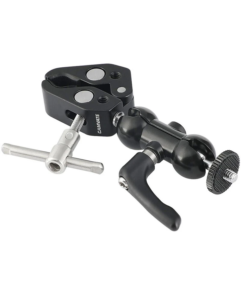 Camvate Ball Head Mount 1/4inch Threads with Central Lock Knob and Super Crab Gripper Clamp