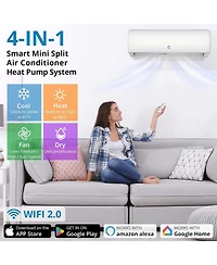 Xo 12000 Btu Mini Split Ac and Heat Pump, 21 SEER2 Inverter, WiFi and Alexa, Cools 750 Sq. Ft, 230V, Install Kit