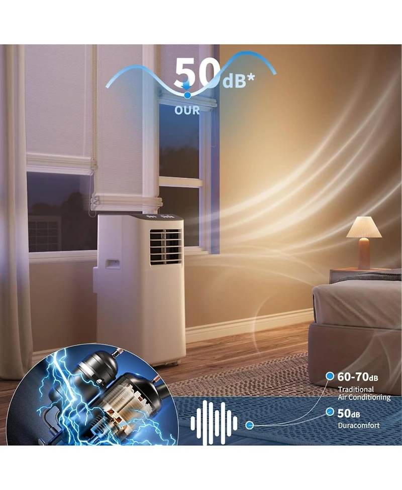 Xo 8,000 Btu Efficient 3-in-1 Portable Air Conditioner with Fan and Dehumidifier for Home, Easy Installation