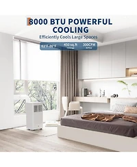 Xo 3-in-1 8000 Btu Portable Air Conditioner, Cools Up to 350 Sq.Ft. with Complete Installation Kit, Grey