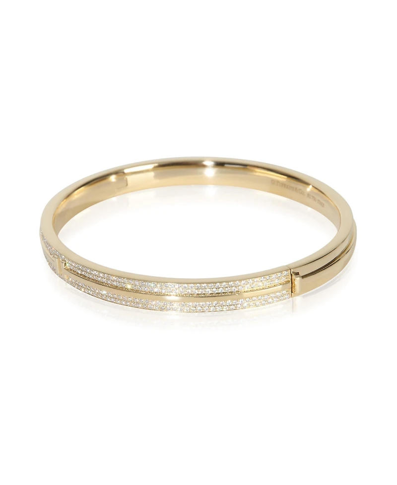 Pre-Owned Tiffany & Co Yellow Gold Diamond Tiffany T Hinged Bangle Bracelet