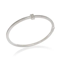 Pre-Owned Tiffany & Co White Gold Diamond Tiffany T Narrow Hinged Bracelet