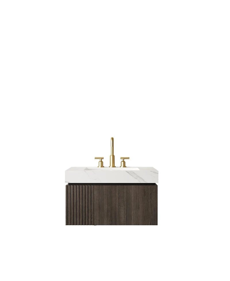 Sillysis 30 Inch Bathroom Vanity with Carrara Sintered Stone Top, Ceramic Undermount Sink, Soft Close Cabinet, Pre-assembled