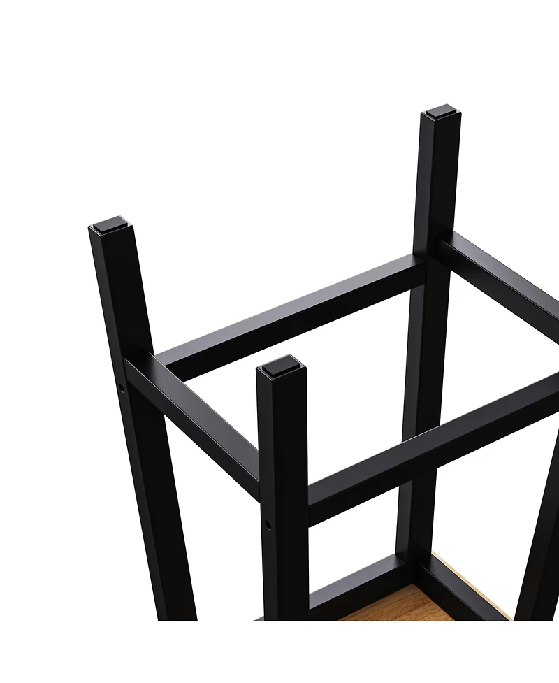Flynama Set of 2 25.6 Inch Counter Height Solid Wood Farmhouse Bar Stools