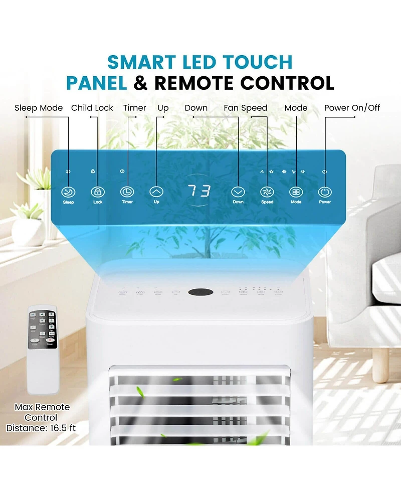 Ecooso 10000 Btu(Ashrae) Portable Air Conditioner with 4 Modes
