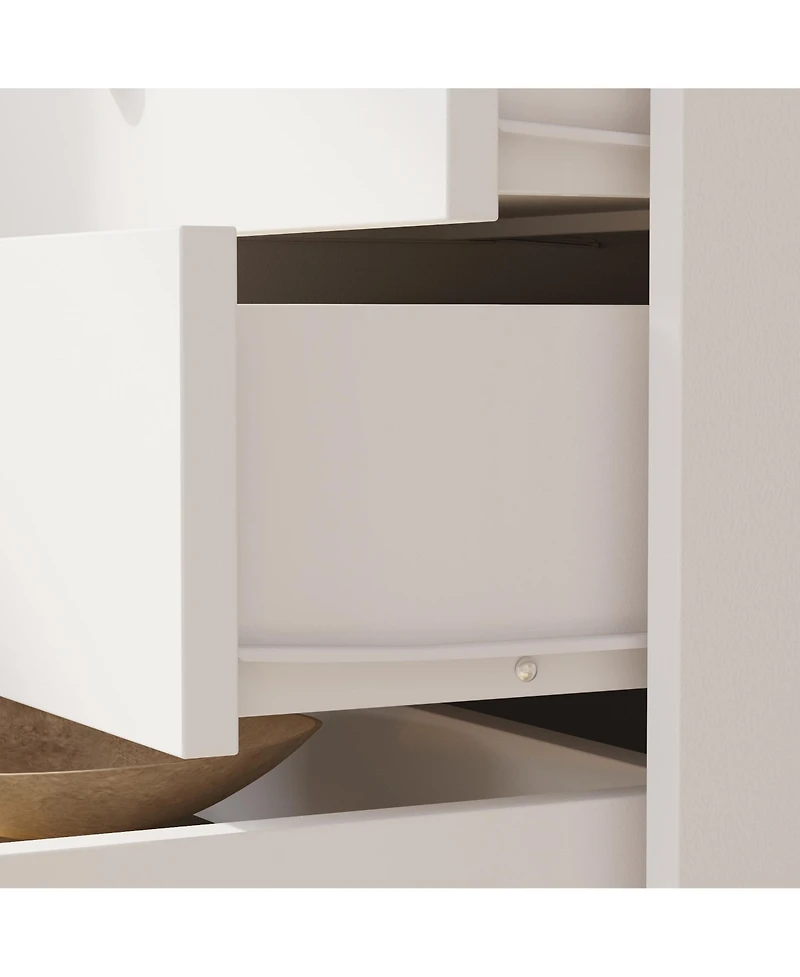 Homsee Modern 3-Drawer Nightstand - White & Gold Bedroom Cabinet | 19.7"x15.7"x20.9" | Bedside Table Organizer