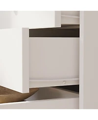 Homsee Modern 3-Drawer Nightstand - White & Gold Bedroom Cabinet | 19.7"x15.7"x20.9" | Bedside Table Organizer