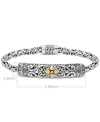 Devata Maple Leaf on Filigree with Borobudur Chain Bracelet Sterling Silver and 18K Gold Accents