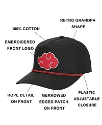 Naruto Men's Embroidered Akatsuki Cloud Black Retro Grandpa Snapback Hat