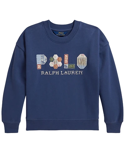 Polo Ralph Lauren Girls' 2T-6X Patchwork-Logo French Terry Sweatshirt