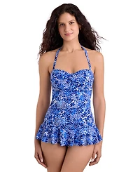ShapeSolver Women's Summer Skirted One-Piece Swimsuit